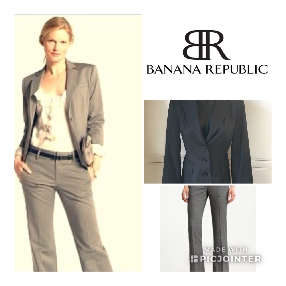 Banana Republic Lt Charcoal Gray Pattern Suit